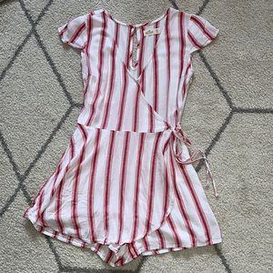 Red and white striped wrap from romper